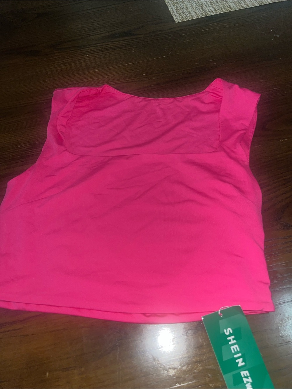 SHEIN Hot Pink Square Neck Crop Top